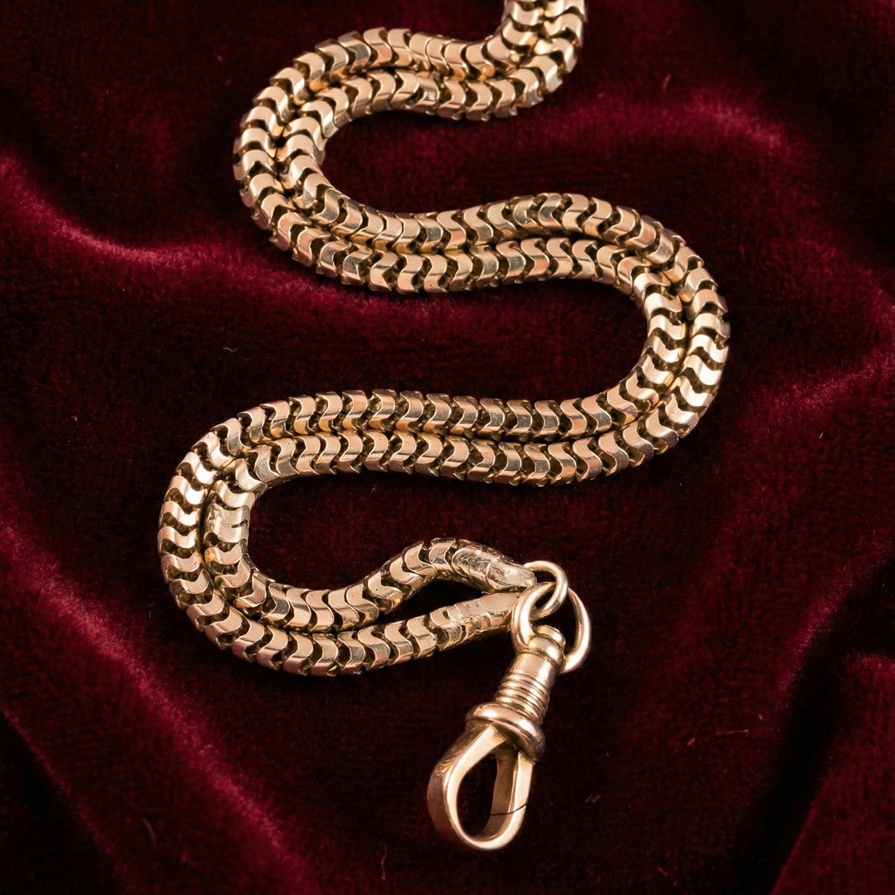 Antique Victorian Snake Guard Chain 9ct Gold