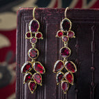 Antique Georgian Garnet Drop Earrings 18ct Gold
