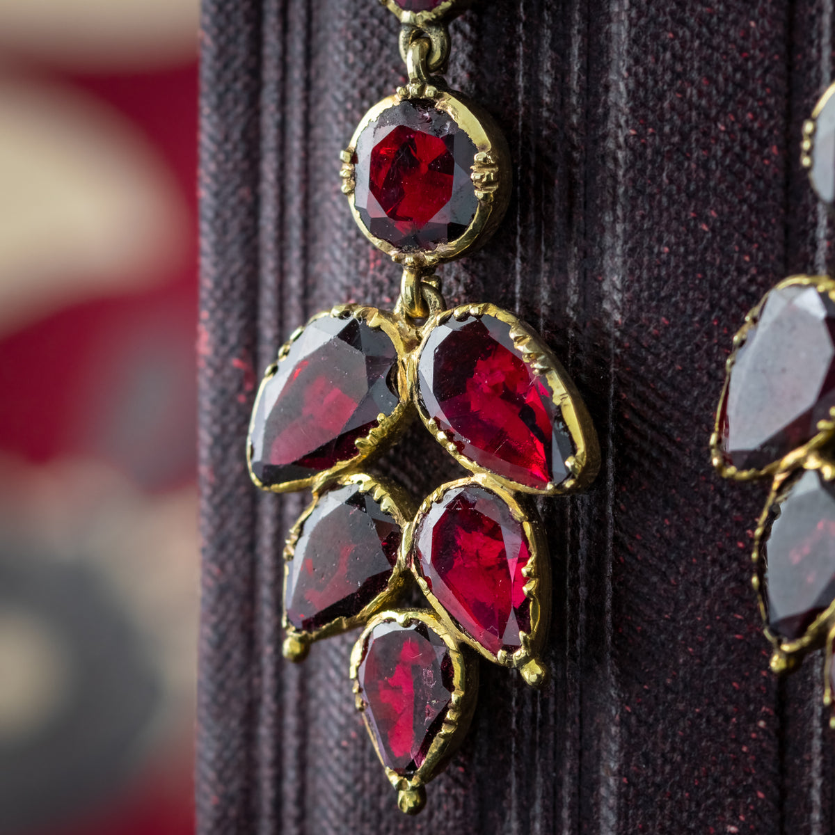 Antique Georgian Garnet Drop Earrings 18ct Gold