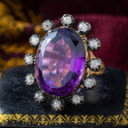 Antique Georgian Amethyst Diamond Cluster Ring 18ct Amethyst 