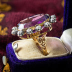 Antique Georgian Amethyst Diamond Cluster Ring 18ct Amethyst 