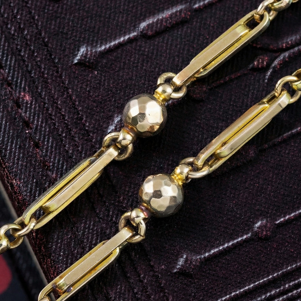 Antique Victorian Guard Chain Necklace 9ct Gold 58 Inch