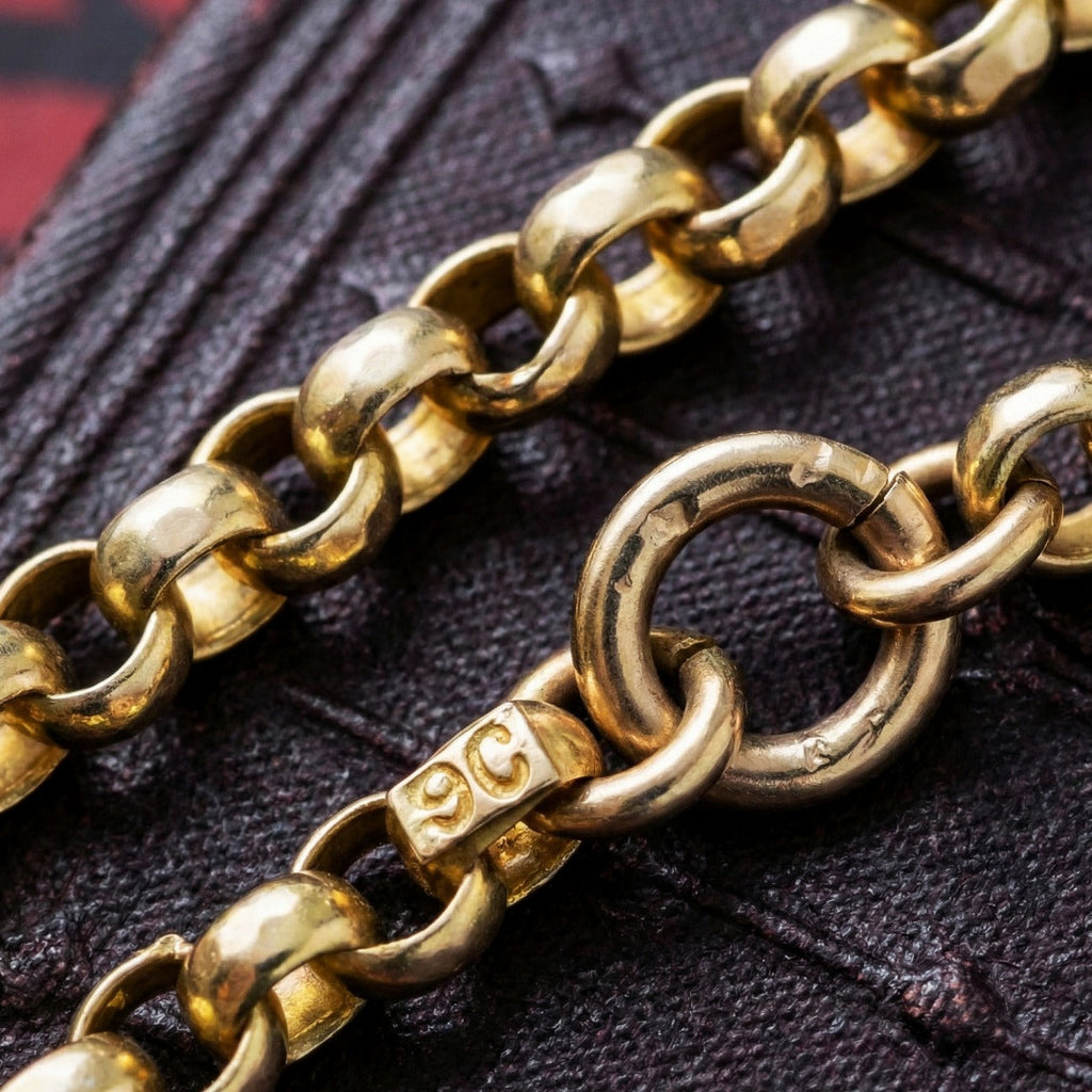 Antique Victorian Guard Chain Necklace 9ct Gold 58 Inch