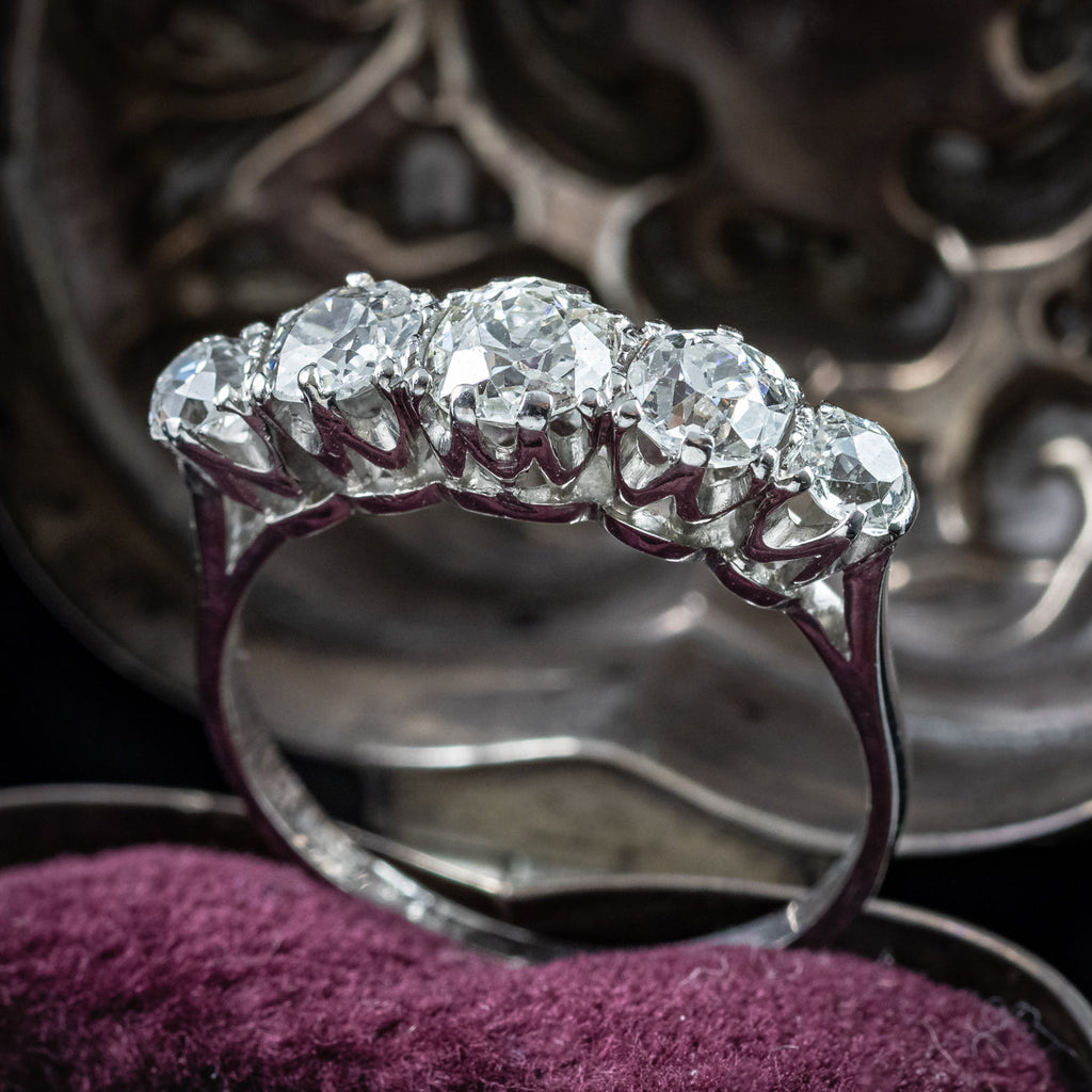 Antique Edwardian Diamond Ring 1.75ct Old Cut Diamonds