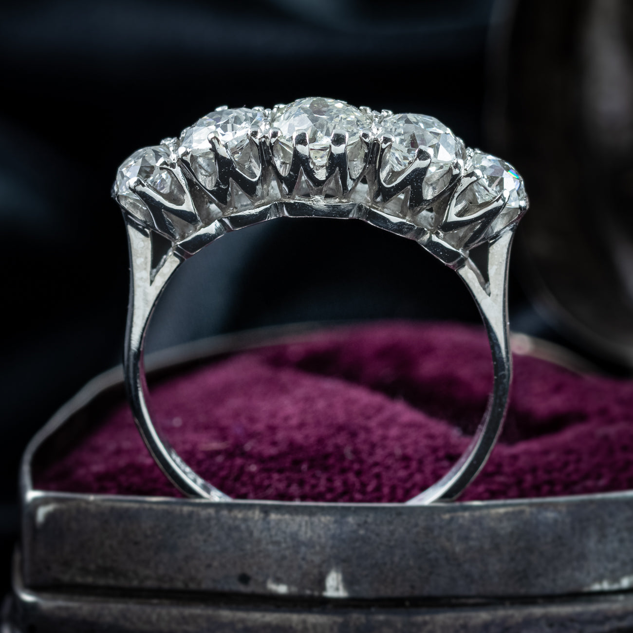Antique Edwardian Diamond Ring 1.75ct Old Cut Diamonds