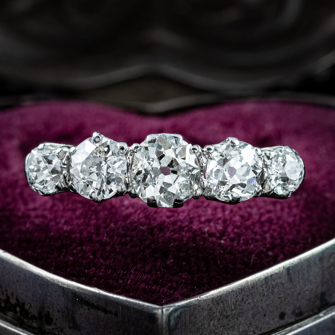 Antique Edwardian Diamond Ring 1.75ct Old Cut Diamonds