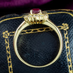 Vintage Ruby Diamond Cluster Ring 1ct Ruby