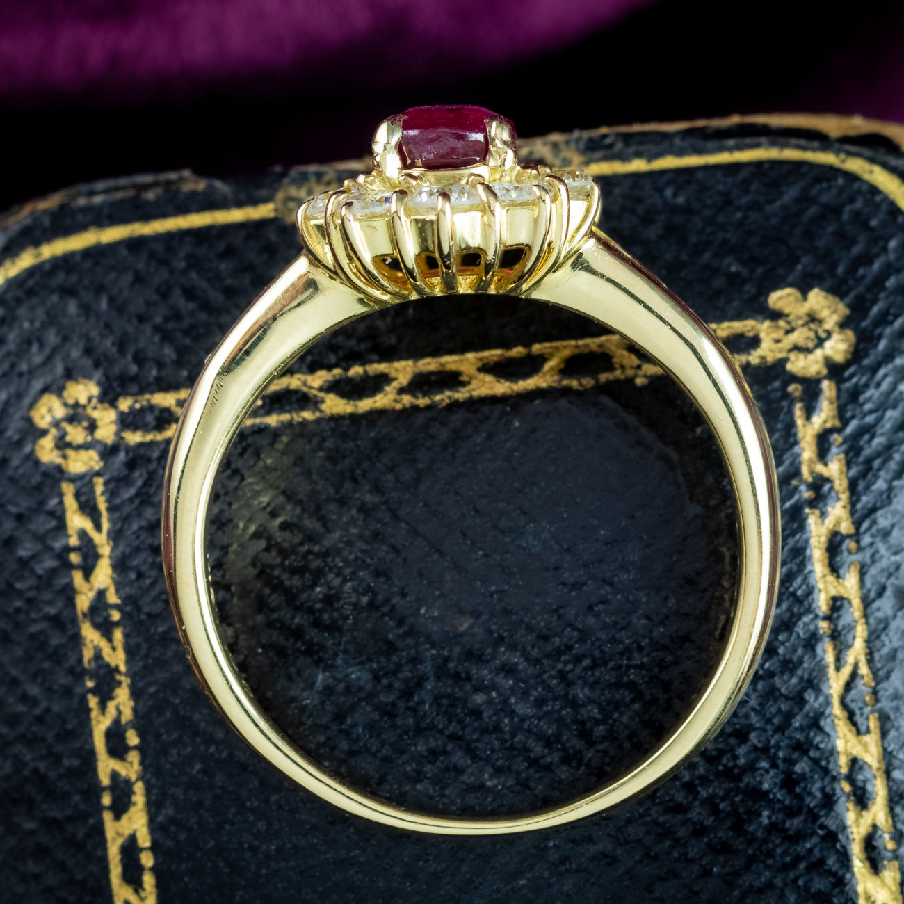Vintage Ruby Diamond Cluster Ring 1ct Ruby