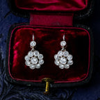 Antique Edwardian Diamond Earrings 1.84ct Daisy Cluster