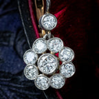 Antique Edwardian Diamond Earrings 1.84ct Daisy Cluster