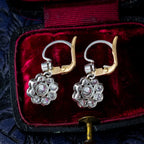 Antique Edwardian Diamond Earrings 1.84ct Daisy Cluster