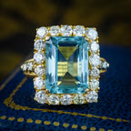 Vintage Aquamarine Diamond Cocktail Ring 8ct Aqua