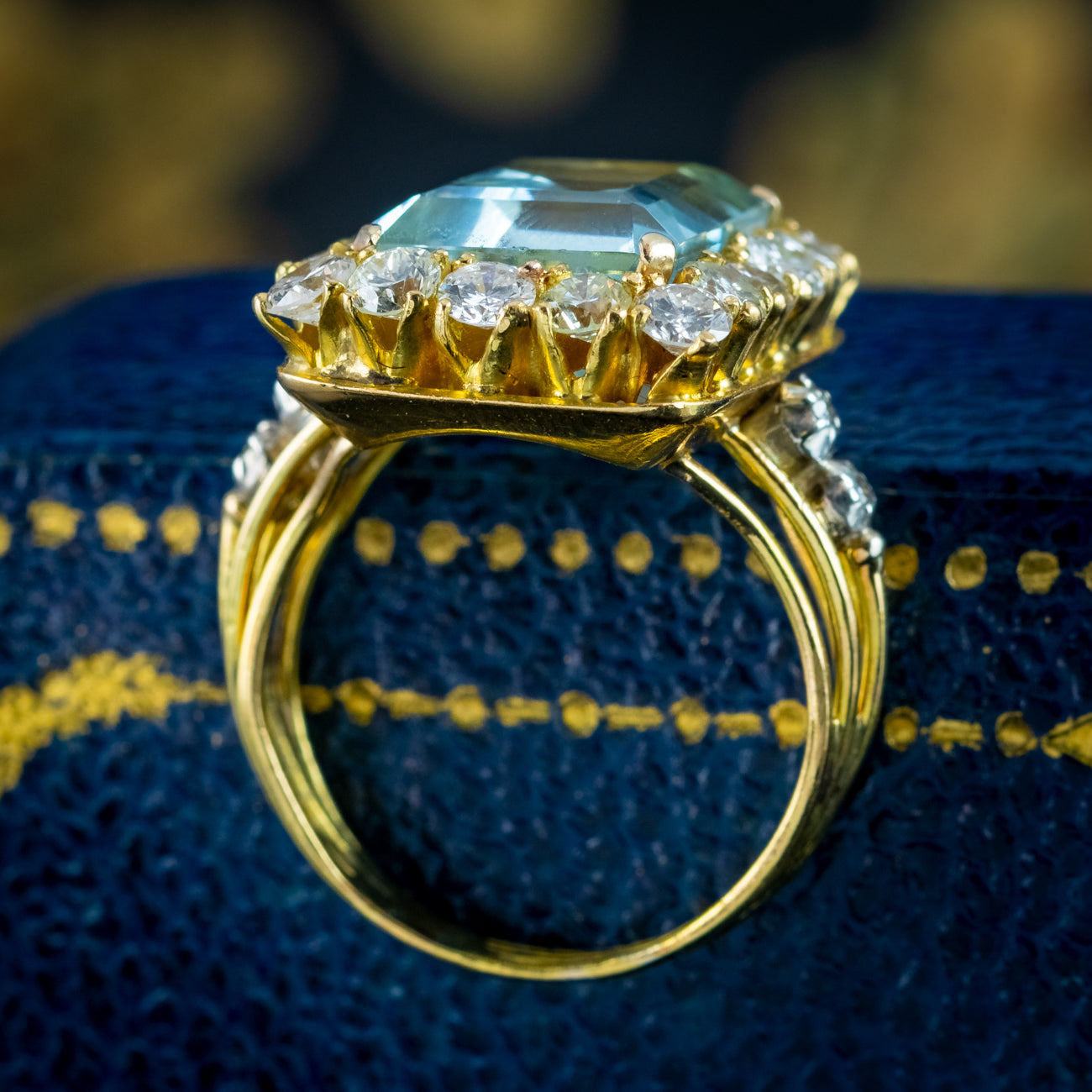 Vintage Aquamarine Diamond Cocktail Ring 8ct Aqua