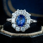 Vintage Sapphire Diamond Cluster Ring 0.80ct Blue Sapphire