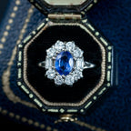 Vintage Sapphire Diamond Cluster Ring 0.80ct Blue Sapphire