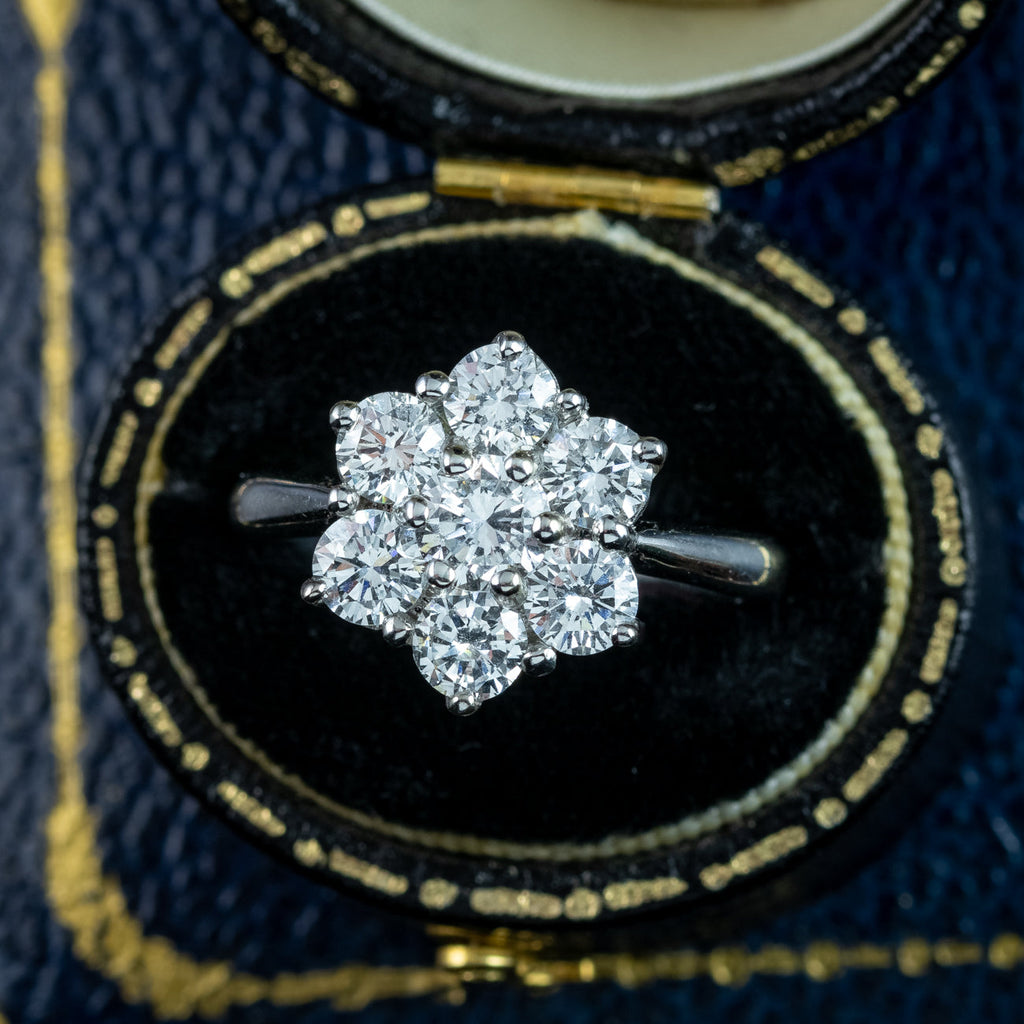 Edwardian Style Diamond Cluster Daisy Ring 1.88ct Total