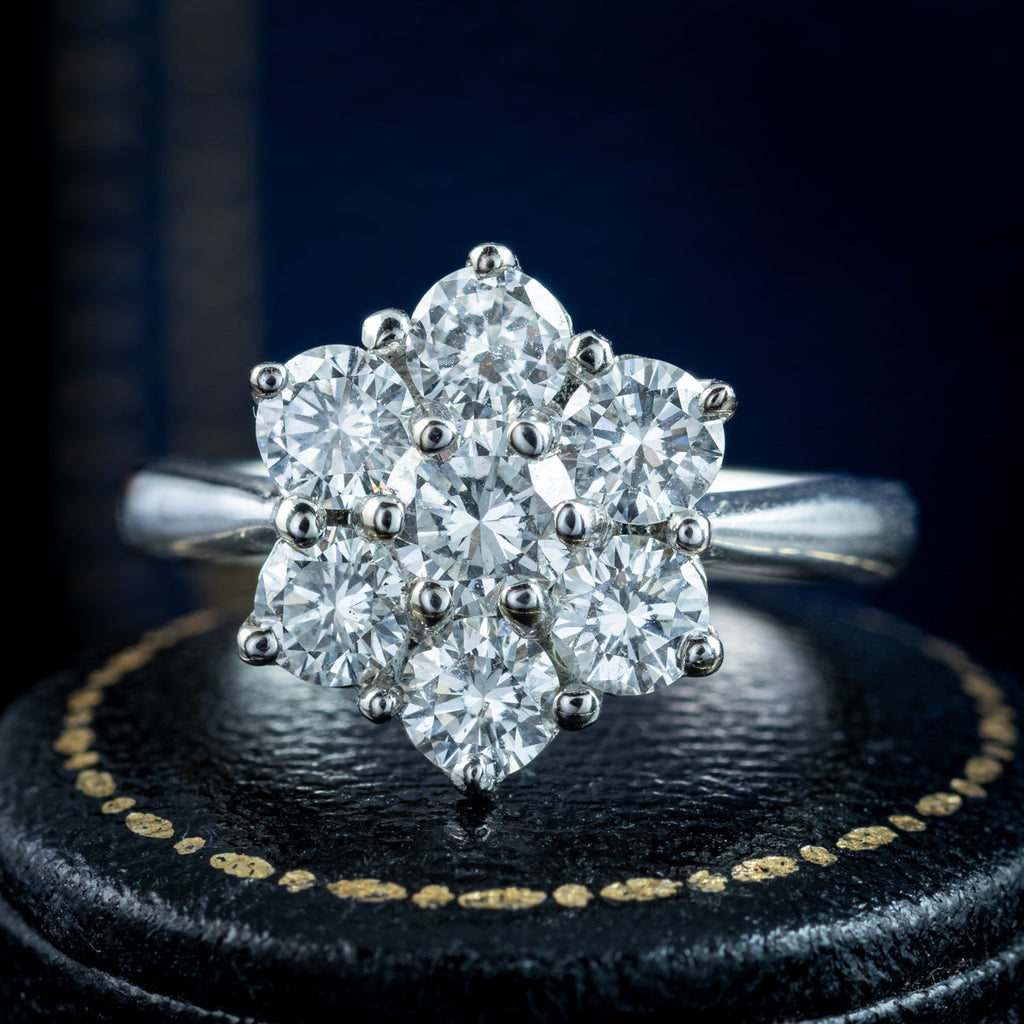 Edwardian Style Diamond Cluster Daisy Ring 1.88ct Total