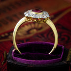 Antique Edwardian Ruby Diamond Daisy Cluster Ring 0.70ct Ruby