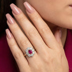 Antique Edwardian Ruby Diamond Daisy Cluster Ring 0.70ct Ruby