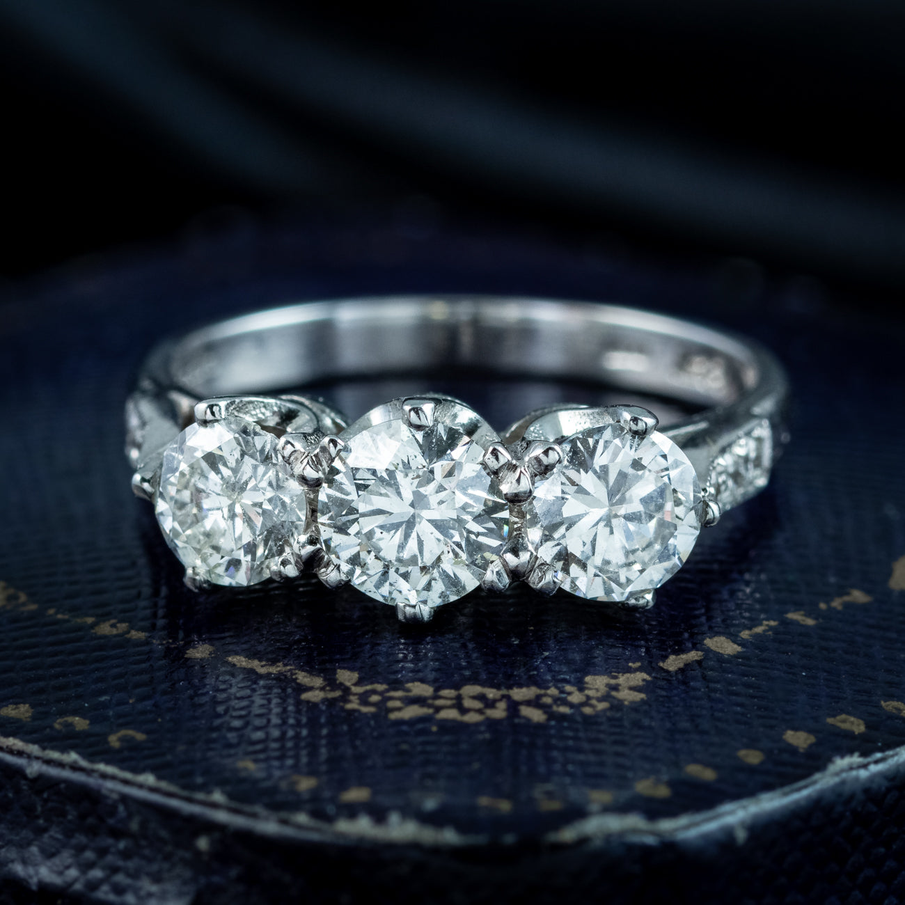 Edwardian Style Diamond Trilogy Ring 1.8ct Total