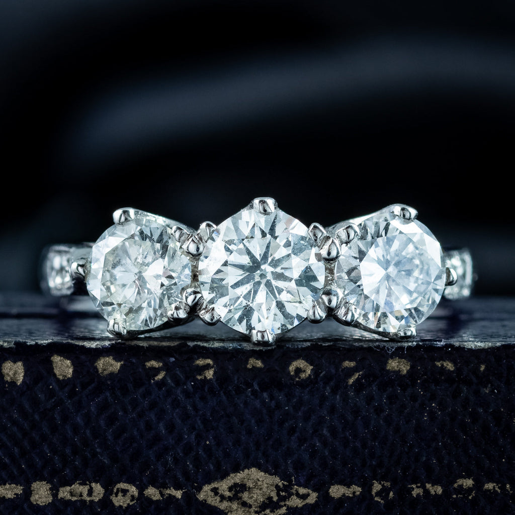 Edwardian Style Diamond Trilogy Ring 1.8ct Total