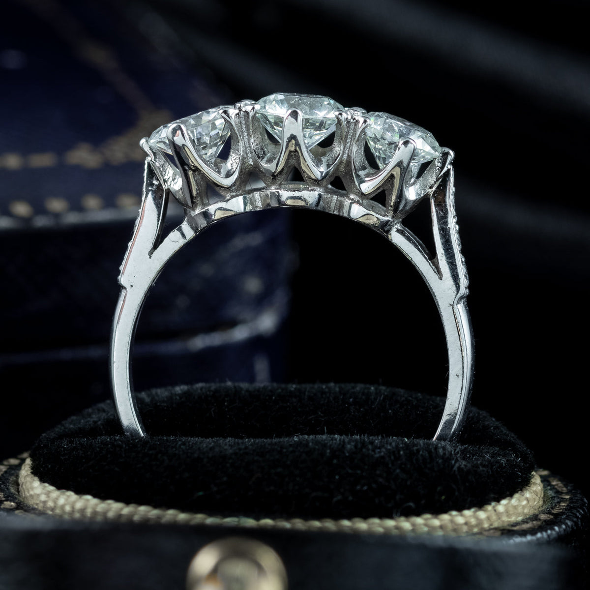 Edwardian Style Diamond Trilogy Ring 1.8ct Total