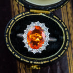 Vintage Fire Opal Diamond Cluster Ring 2.5ct Opal