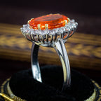 Vintage Fire Opal Diamond Cluster Ring 2.5ct Opal
