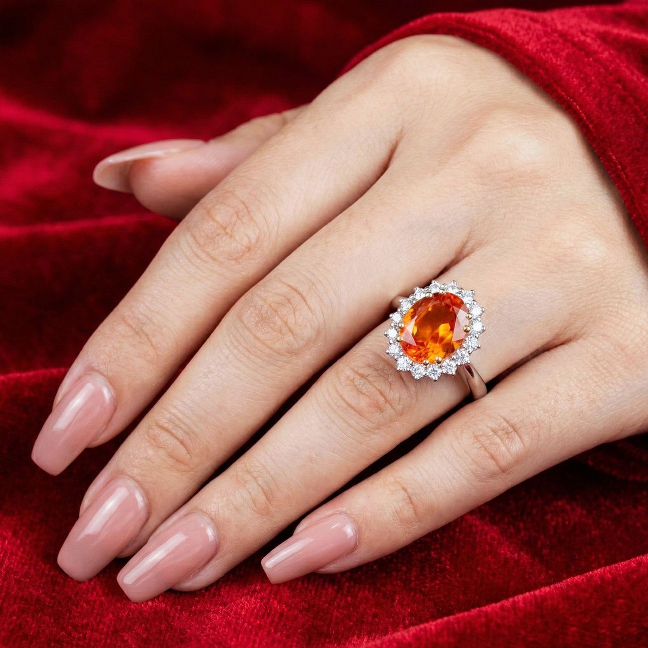 Vintage Fire Opal Diamond Cluster Ring 2.5ct Opal Secondary image