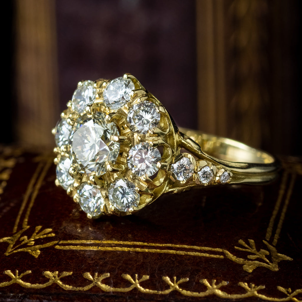 Victorian Style Diamond Cluster Ring 2.45ct Total