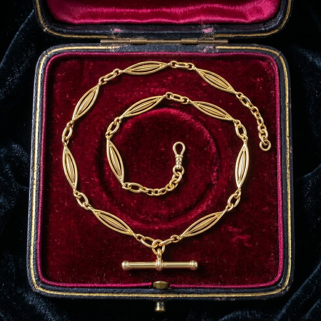 Antique Edwardian Albert Chain Necklace 18ct Gold