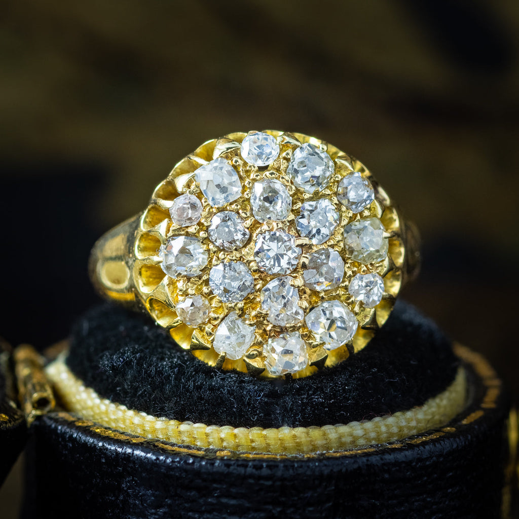 Antique Victorian Diamond Cluster Ring 1.2ct Total Dated 1841