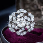 Vintage Diamond Rosette Cluster Cocktail Ring 4ct Total