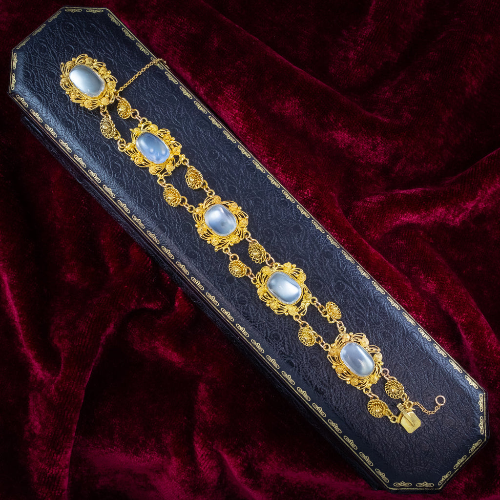 Antique Victorian Moonstone Bracelet 18ct Gold