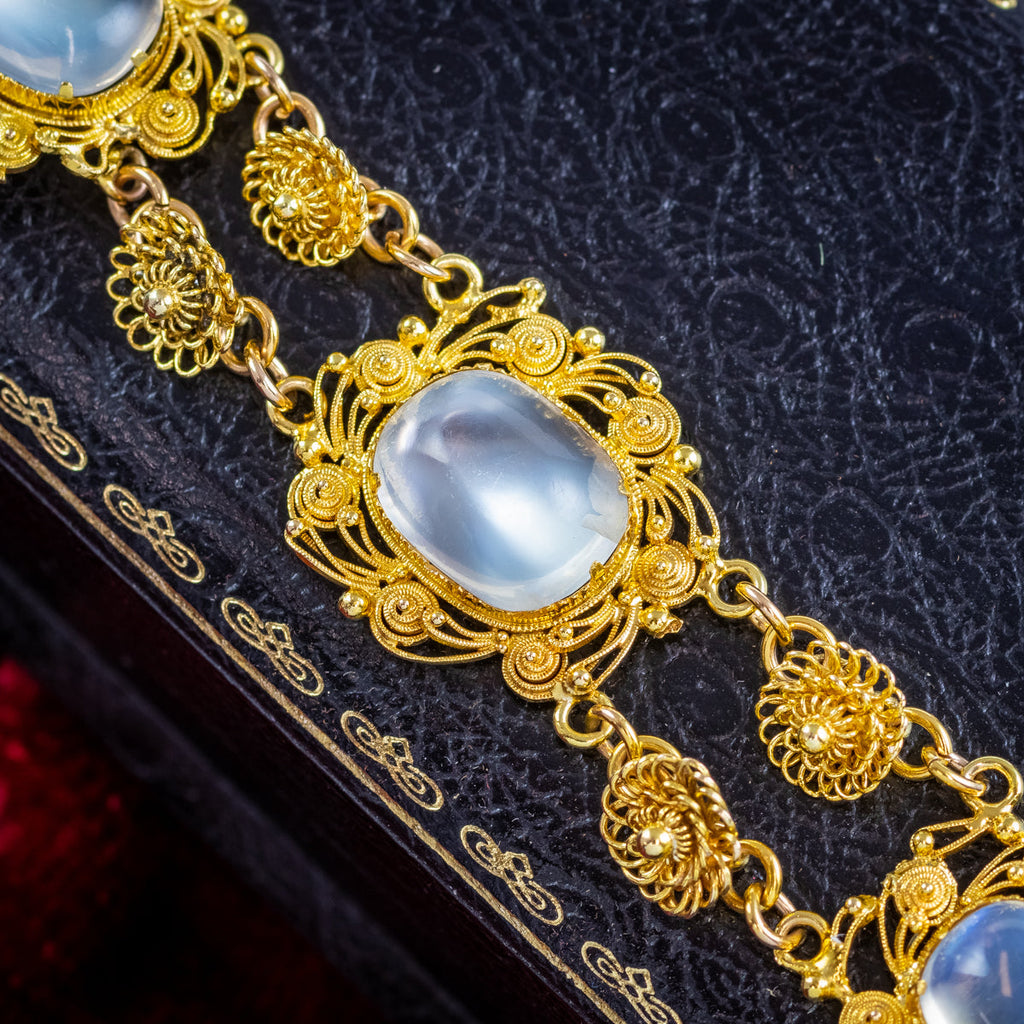 Antique Victorian Moonstone Bracelet 18ct Gold