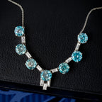 Art Deco Blue Zircon Lavaliere Necklace Silver