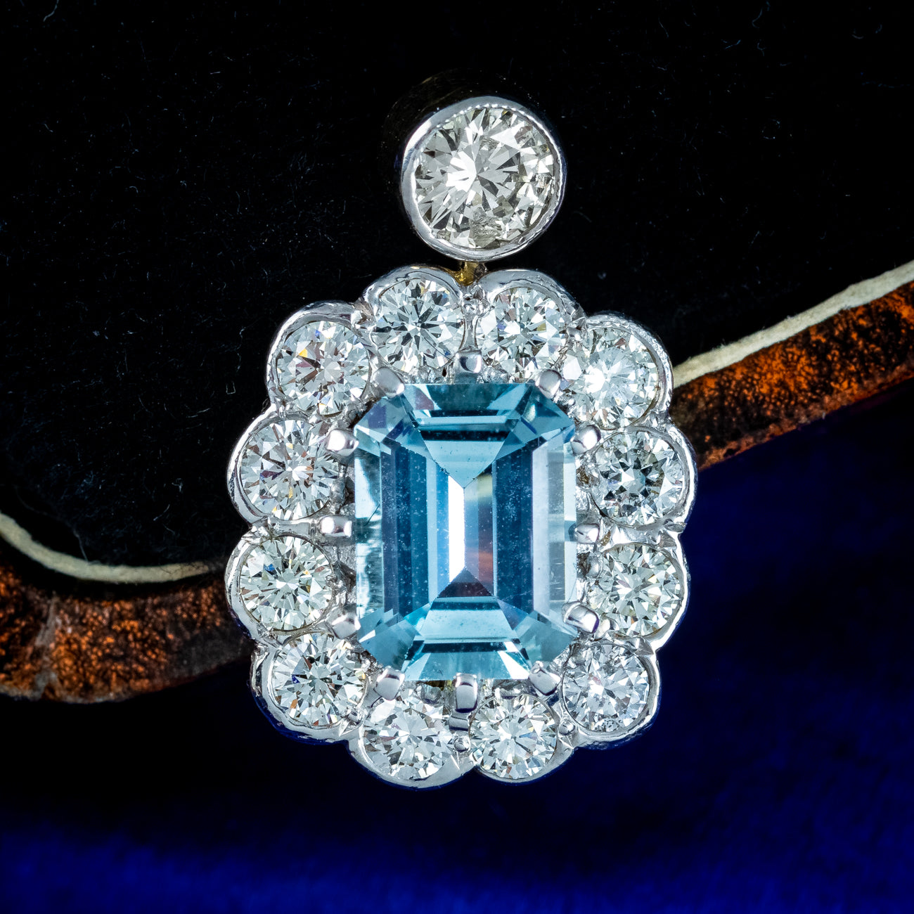 Edwardian Style Aquamarine Diamond Earrings 18ct Gold 2ct Aquas Secondary image