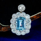 Edwardian Style Aquamarine Diamond Earrings 18ct Gold 2ct Aquas