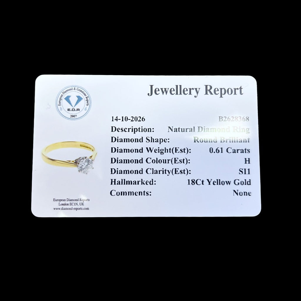 Edwardian Style Diamond Solitaire Ring 0.61ct Diamond With Cert