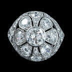Antique Art Deco Diamond Bombe Cluster Ring 4ct Total