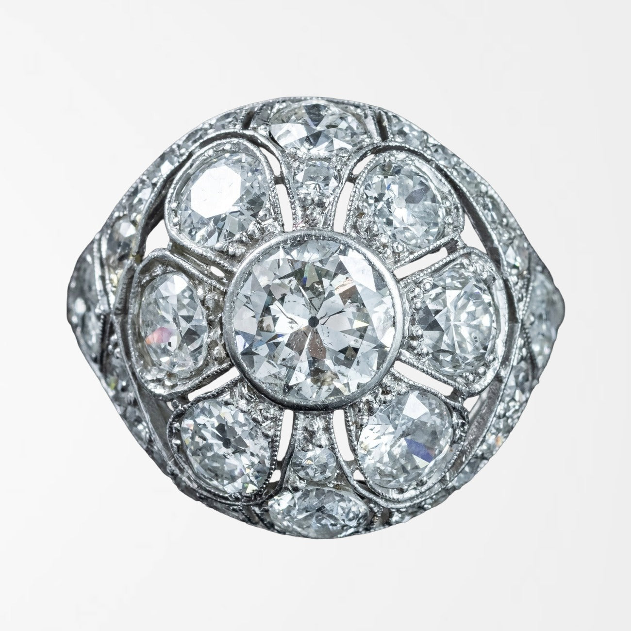 Antique Art Deco Diamond Bombe Cluster Ring 4ct Total Main image