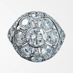 Antique Art Deco Diamond Bombe Cluster Ring 4ct Total