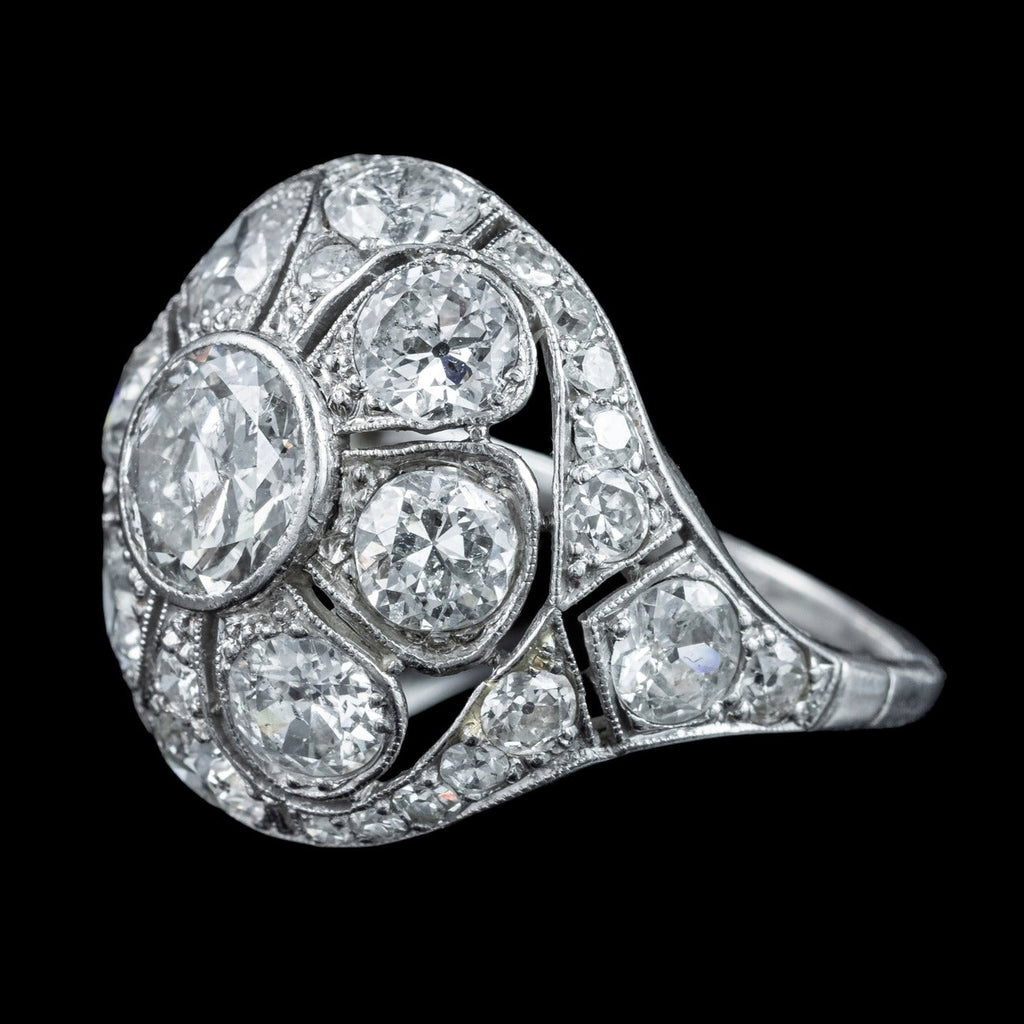 Antique Art Deco Diamond Bombe Cluster Ring 4ct Total