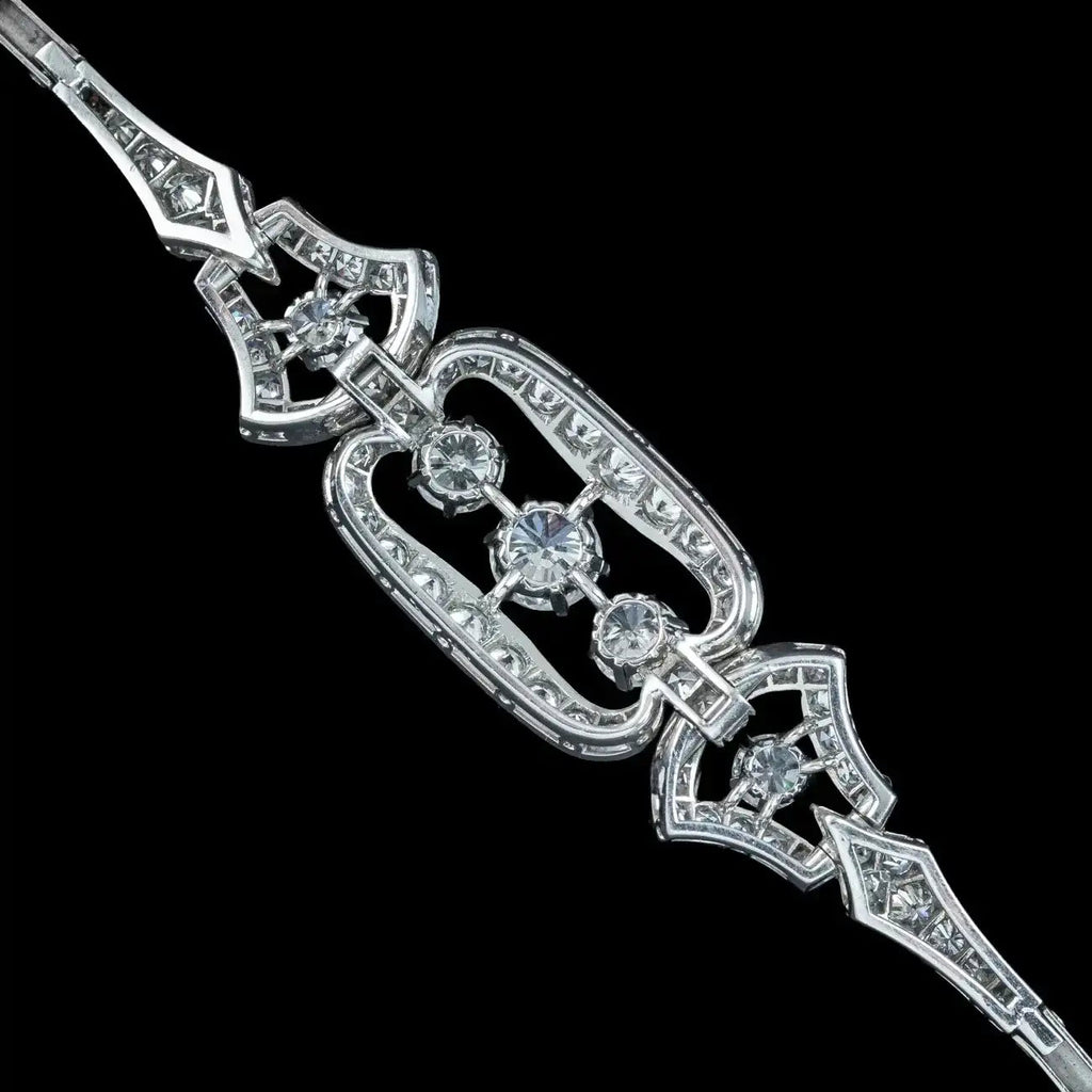 Antique Art Deco Diamond Bracelet 14ct Gold 3.4ct Total 