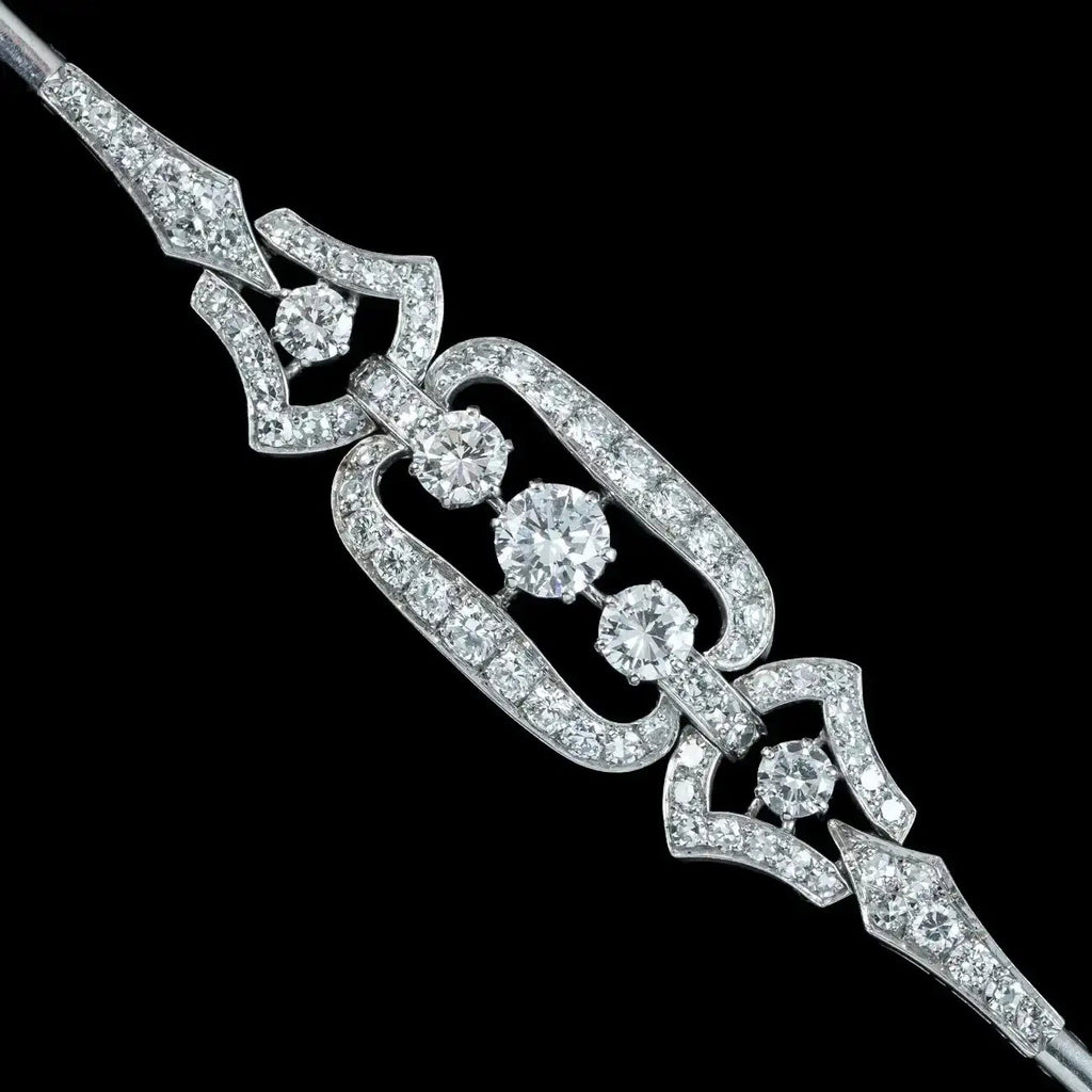 Antique Art Deco Diamond Bracelet 14ct Gold 3.4ct Total 