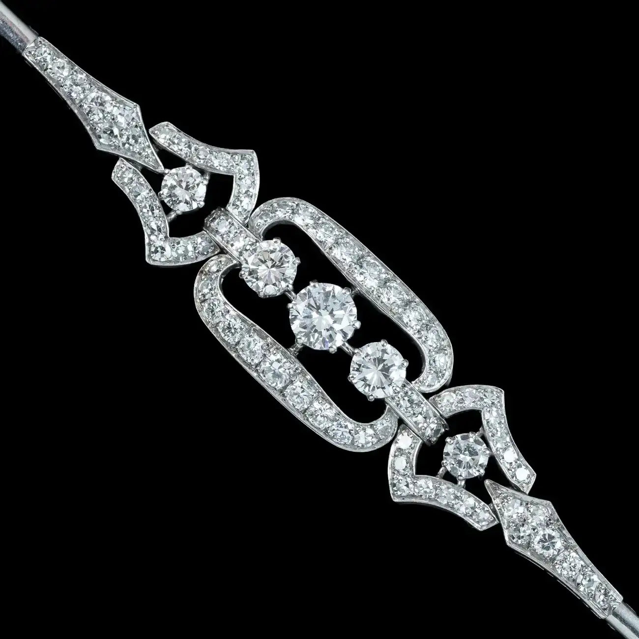 Antique Art Deco Diamond Bracelet 14ct Gold 3.4ct Total 
