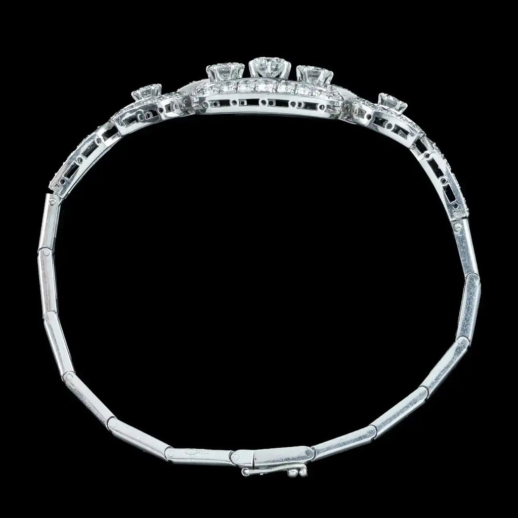 Antique Art Deco Diamond Bracelet 14ct Gold 3.4ct Total 