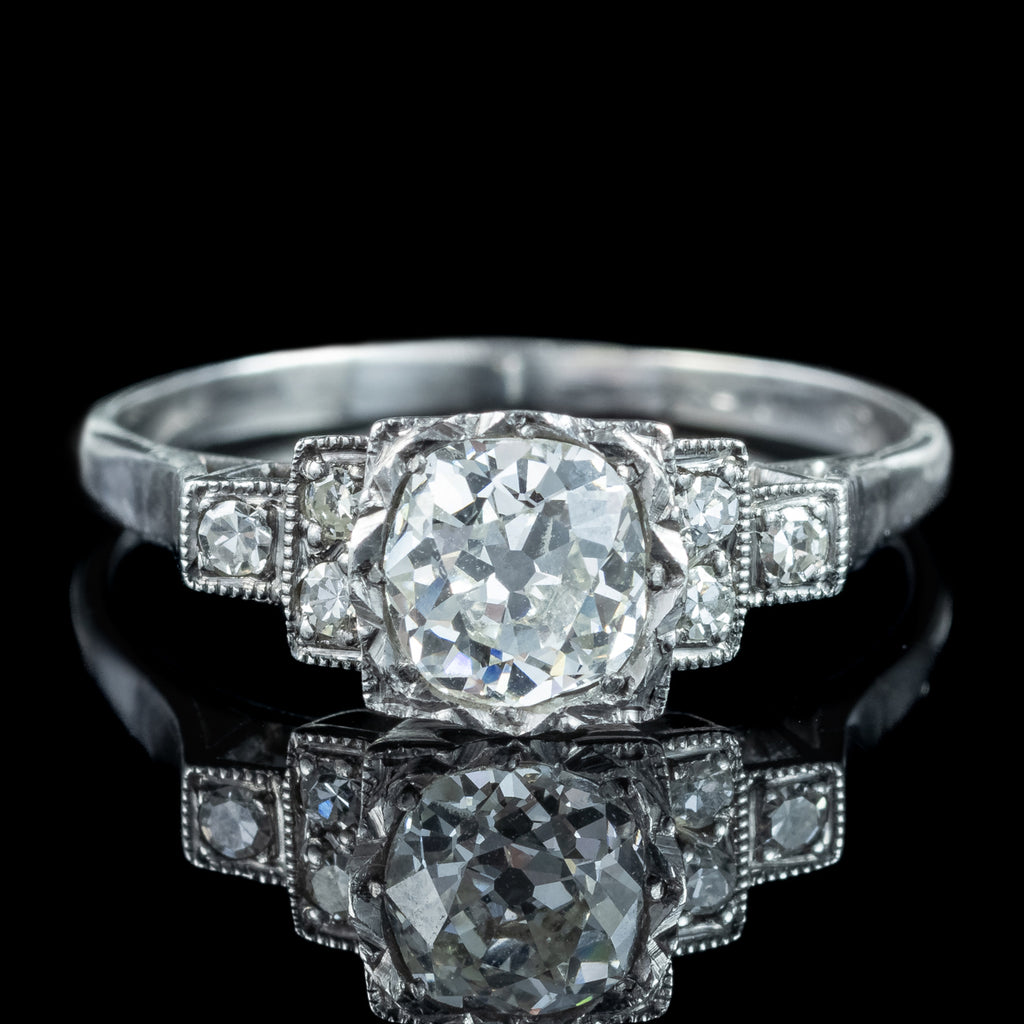 Antique Art Deco Diamond Ring 1.38ct Total