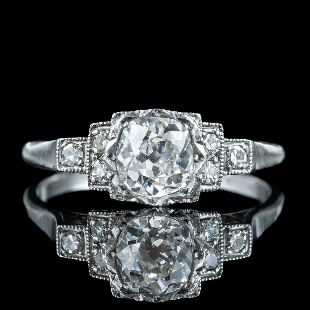 Antique Art Deco Diamond Ring 1.38ct Total