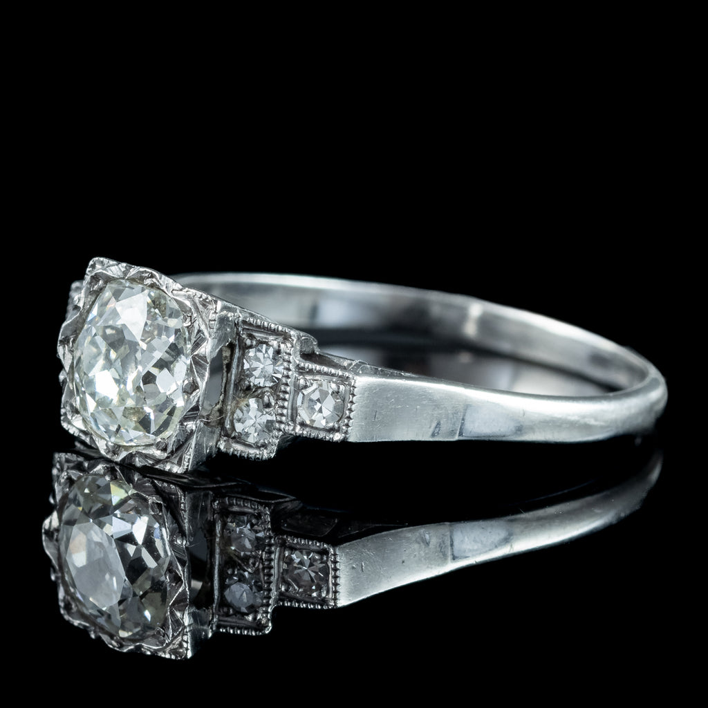 Antique Art Deco Diamond Ring 1.38ct Total